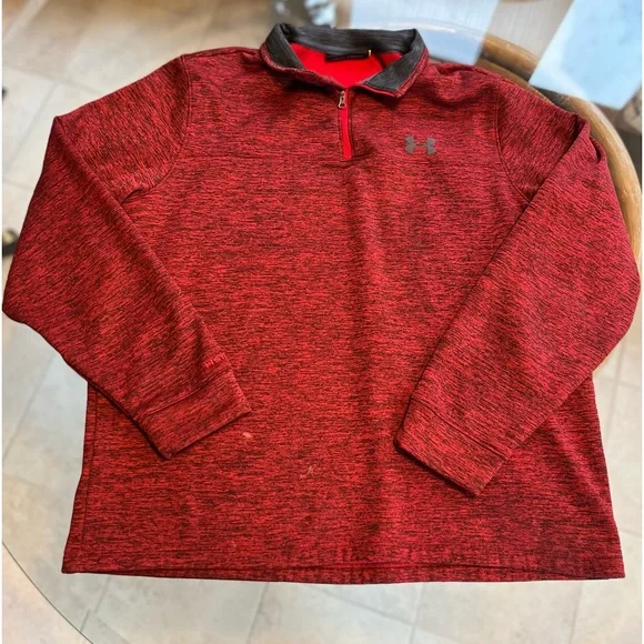 💥UNDER ARMOUR💥- Quarter Zip - Red Hoodie - Size L Mens - Picture 3 of 9